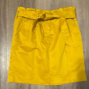 Banana Republic Gold Yellow High Waisted Linen Blend Belted Paper Bag Mini Skirt